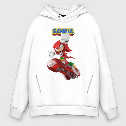 Мужское худи оверсайз Knuckles Echidna Sonic Video game Ехидна Наклз Вид / Белый – фото 1