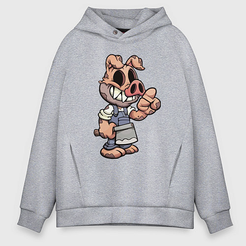 Мужское худи оверсайз Мясник кабан Pig Dude / Меланж – фото 1