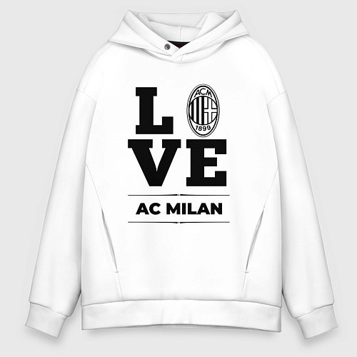 Мужское худи оверсайз AC Milan Love Классика / Белый – фото 1