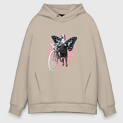 Мужское худи оверсайз Vintage Woman Butterfly Bike Collage