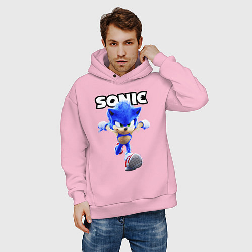 Мужское худи оверсайз Sonic the Hedgehog 2 / Светло-розовый – фото 3