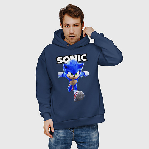 Мужское худи оверсайз Sonic the Hedgehog 2022 / Тёмно-синий – фото 3