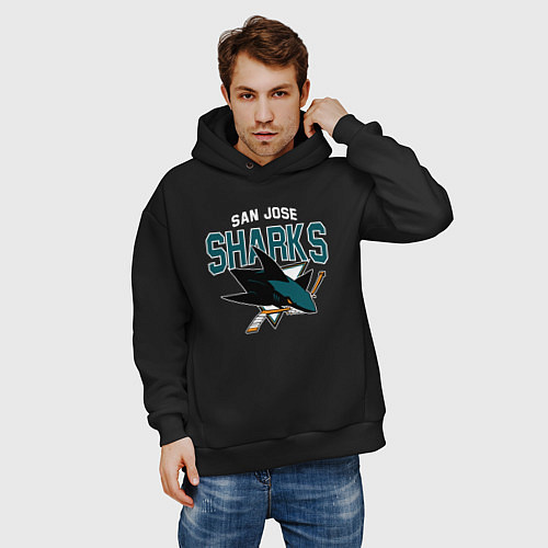 Мужское худи оверсайз SAN JOSE SHARKS NHL / Черный – фото 3