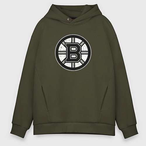 Мужское худи оверсайз BOSTON BRUINS СЕРЫЙ / Хаки – фото 1