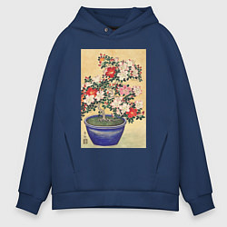 Мужское худи оверсайз Blooming Azalea in Blue Pot Цветущая азалия