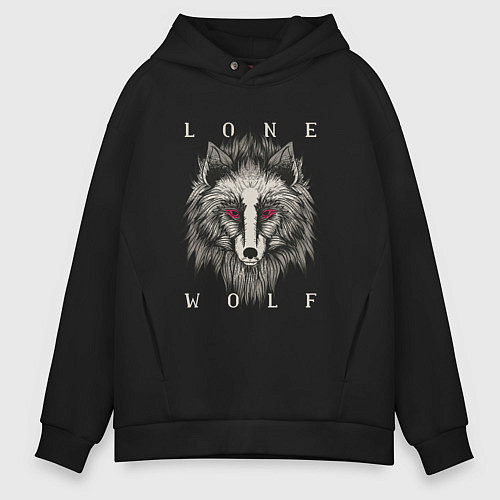 Мужское худи оверсайз Одинокий Волк Lone Wolf / Черный – фото 1