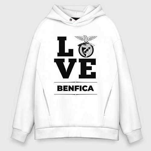Мужское худи оверсайз Benfica Love Классика / Белый – фото 1