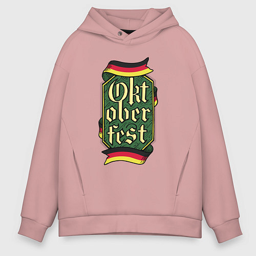 Мужское худи оверсайз Эмблема Октоберфеста Oktoberfest Emblem / Пыльно-розовый – фото 1