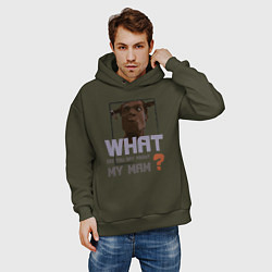 Толстовка оверсайз мужская What did you say about my mam DR, цвет: хаки — фото 2