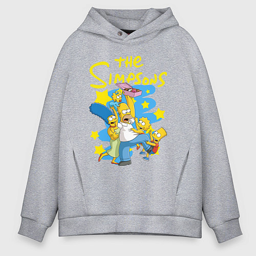 Мужское худи оверсайз The SimpsonsСемейка Симпсонов / Меланж – фото 1