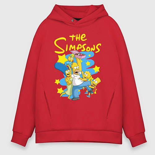 Мужское худи оверсайз The SimpsonsСемейка Симпсонов / Красный – фото 1
