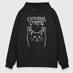 Толстовка оверсайз мужская Cannibal Corpse Рок кот, цвет: черный