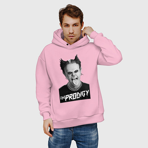 Мужское худи оверсайз The Prodigy - firestarter / Светло-розовый – фото 3