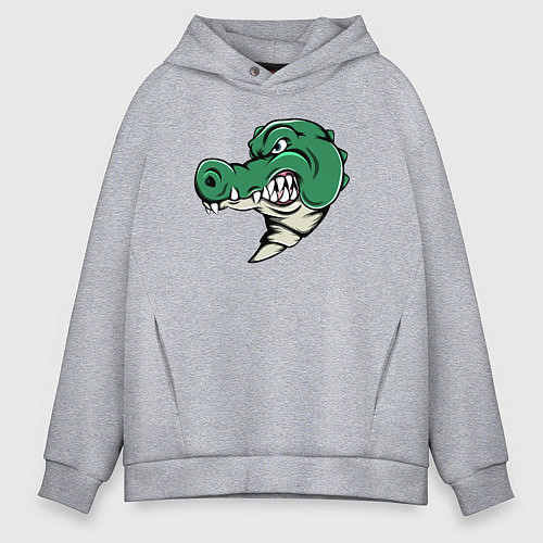 Мужское худи оверсайз Злой Крокодил / Меланж – фото 1