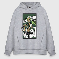 Толстовка оверсайз мужская ЗОРО САМУРАЙ ИЗ ВАН ПИСА, цвет: меланж