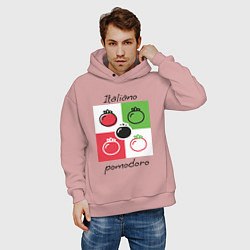 Толстовка оверсайз мужская Italiano Pomodoro, любовь к Италии, пицце и томата, цвет: пыльно-розовый — фото 2