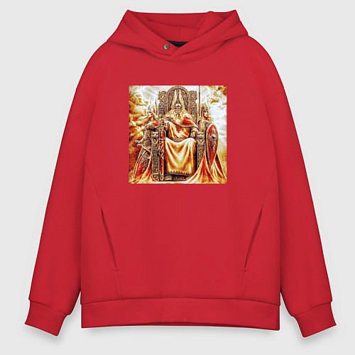 Мужское худи оверсайз Верховный бог Сварог / Красный – фото 1