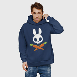Толстовка оверсайз мужская Череп кролика с двумя морковками, цвет: тёмно-синий — фото 2