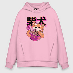 Толстовка оверсайз мужская Japanese Shibu Inu, цвет: светло-розовый