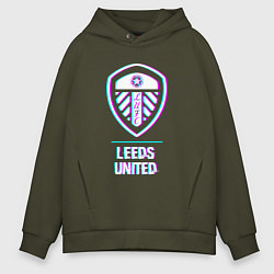 Мужское худи оверсайз Leeds United FC в стиле Glitch