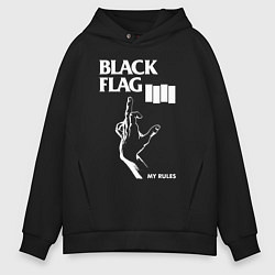 Толстовка оверсайз мужская BLACK FLAG РУКА, цвет: черный