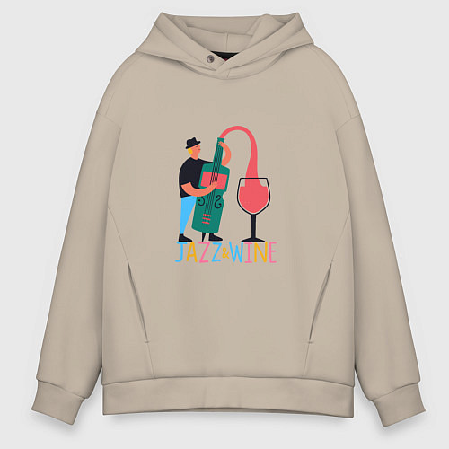 Мужское худи оверсайз Джаз и Вино / Миндальный – фото 1