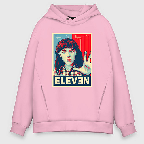 Мужское худи оверсайз Stranger Things Eleven / Светло-розовый – фото 1