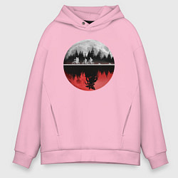 Толстовка оверсайз мужская Stranger Things Moon, цвет: светло-розовый