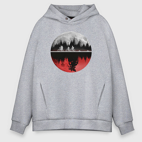 Мужское худи оверсайз Stranger Things Moon / Меланж – фото 1