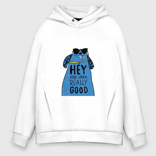 Мужское худи оверсайз Good dog / Белый – фото 1
