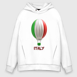Толстовка оверсайз мужская 3d aerostat Italy flag, цвет: белый