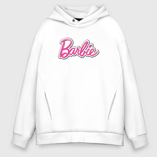 Мужское худи оверсайз Barbie logo / Белый – фото 1