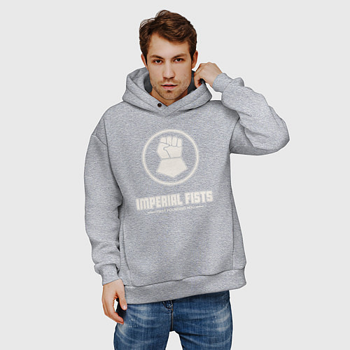 Мужское худи оверсайз Имперские кулаки лого винтаж / Меланж – фото 3