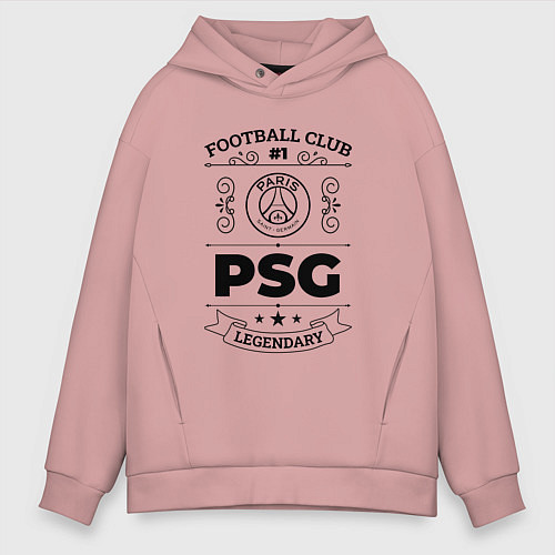 Мужское худи оверсайз PSG: Football Club Number 1 Legendary / Пыльно-розовый – фото 1
