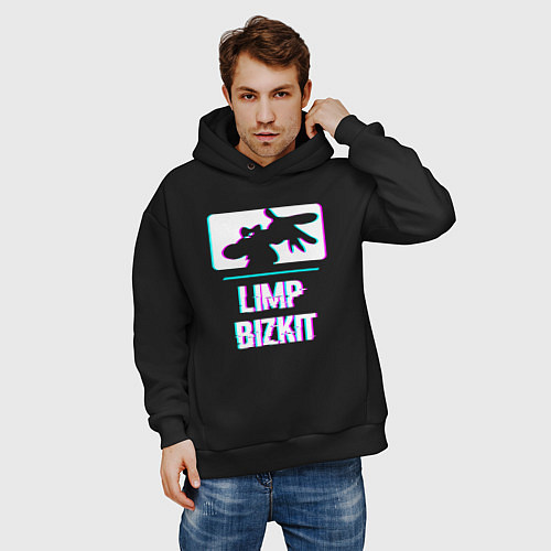 Мужское худи оверсайз Limp Bizkit Glitch Rock / Черный – фото 3