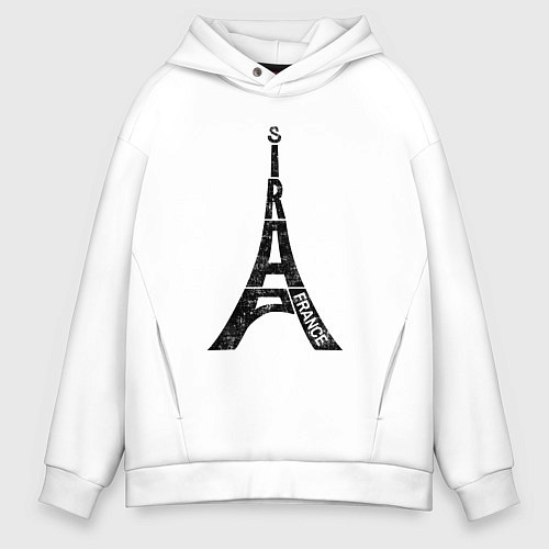 Мужское худи оверсайз Эйфелева башня Париж Франция / Белый – фото 1