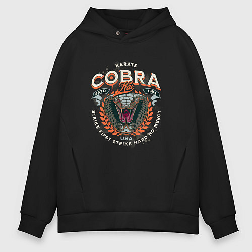 Мужское худи оверсайз Кобра Кай - логотип с Коброй Cobra Kai Logo / Черный – фото 1