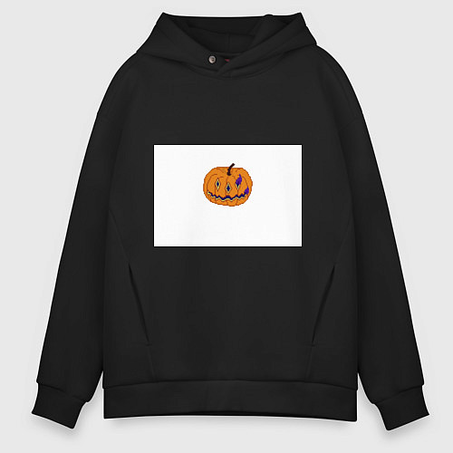 Мужское худи оверсайз Тыква-голова всадника, Джека, PixelArt / Черный – фото 1