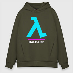 Толстовка оверсайз мужская Символ Half-Life в неоновых цветах, цвет: хаки