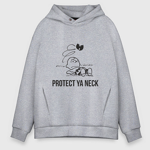 Мужское худи оверсайз WU Protect Ya Neck / Меланж – фото 1