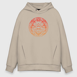 Мужское худи оверсайз Skull red orange gradient