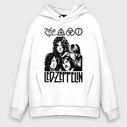 Толстовка оверсайз мужская Led Zeppelin Black, цвет: белый