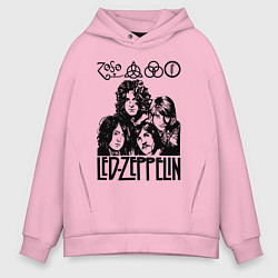 Толстовка оверсайз мужская Led Zeppelin Black, цвет: светло-розовый