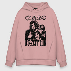 Толстовка оверсайз мужская Led Zeppelin Black, цвет: пыльно-розовый