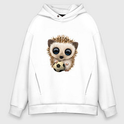 Толстовка оверсайз мужская Футбол - Ёжик, цвет: белый