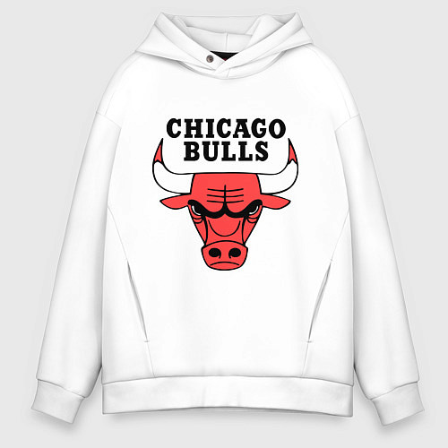 Мужское худи оверсайз Chicago Bulls / Белый – фото 1