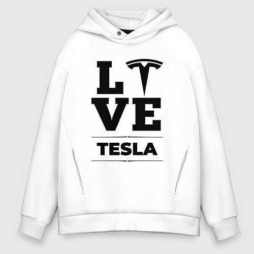 Мужское худи оверсайз Tesla Love Classic / Белый – фото 1