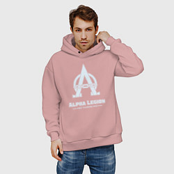 Толстовка оверсайз мужская Альфа легион винтаж лого, цвет: пыльно-розовый — фото 2