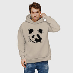 Толстовка оверсайз мужская Прикольный панда - клякса, цвет: миндальный — фото 2