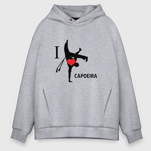 Мужское худи оверсайз I LOVE CAPOEIRA / Меланж – фото 1